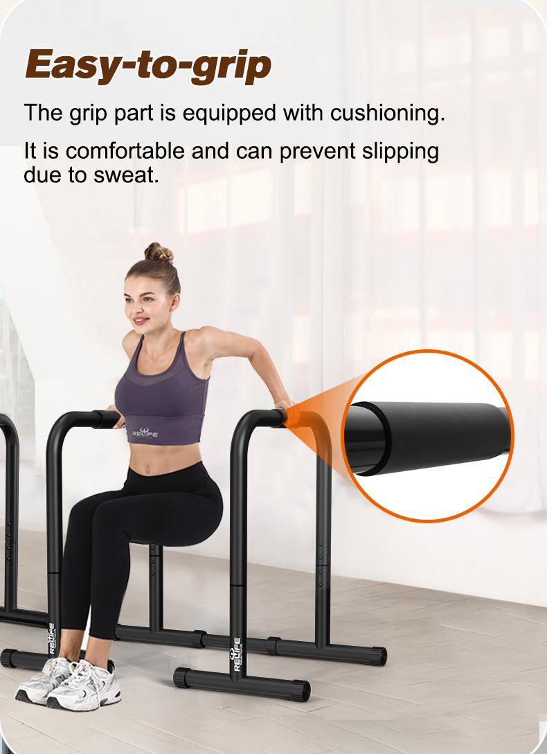 RELIFE SPORTS Heavy-Duty Portable Dip Station | Stabilized Push Up Parallette Parallel Bar | Home/Outdoor Strength Training Equipment