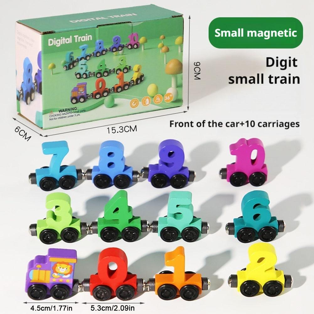 Wooden Number Digital Magnetic Train Toys Colorful Building Blocks Educational Hand-eye Coordination Magnetic Digital Train