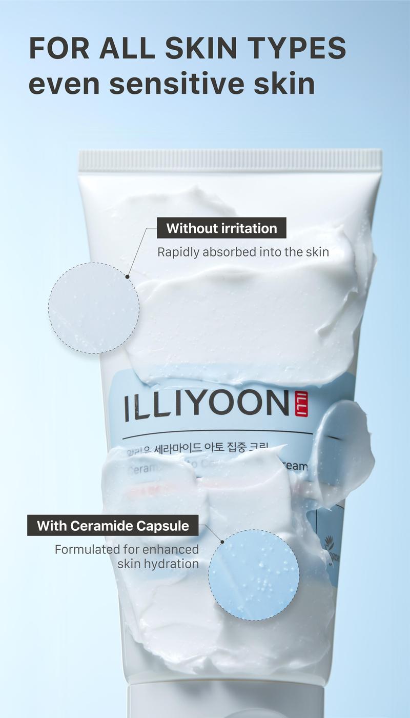 ILLIYOON Ceramide Ato Concentrate Cream | Moisturizer for Dry & Sensitive Skin, 100hr Lasting Hydration, For Face & Body, Gentle for Infants, Moisture Barrier Repair, Vegan Certified, 2.53 fl.oz.