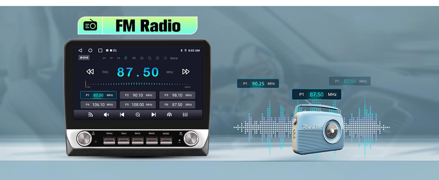 10.1" Android 13 Car Stereo for Jeep Wrangler 2007-2018 touch screen has Android Auto Wireless Carplay, Bluetooth WIFI supports GPS Navigation