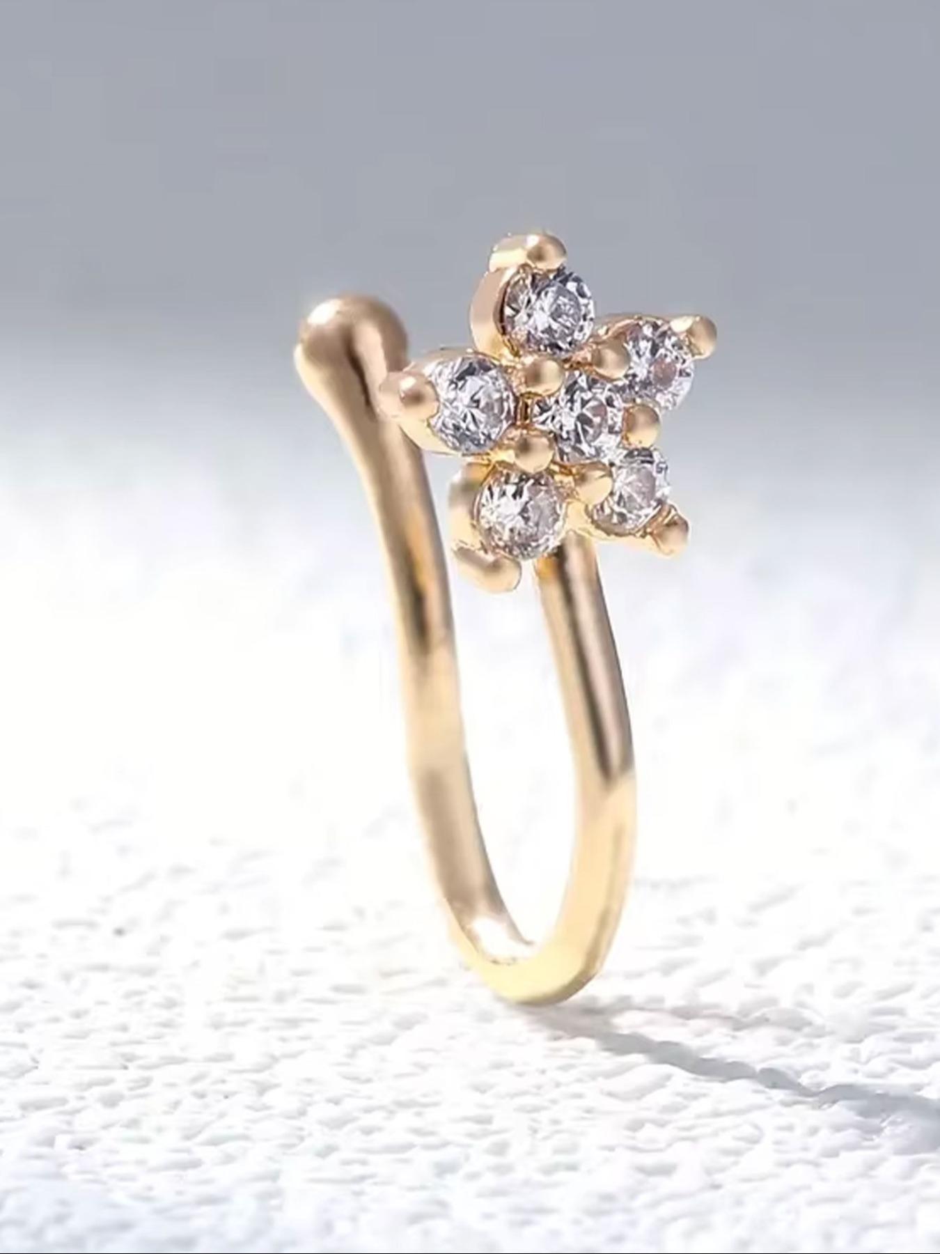 Non-Piercing Zirconia Nose Ring Clip, Nose Cuff, Moon Butterfly Design, Silver Color, Elegant Women's Jewelry Accessory, No Piercing Needed