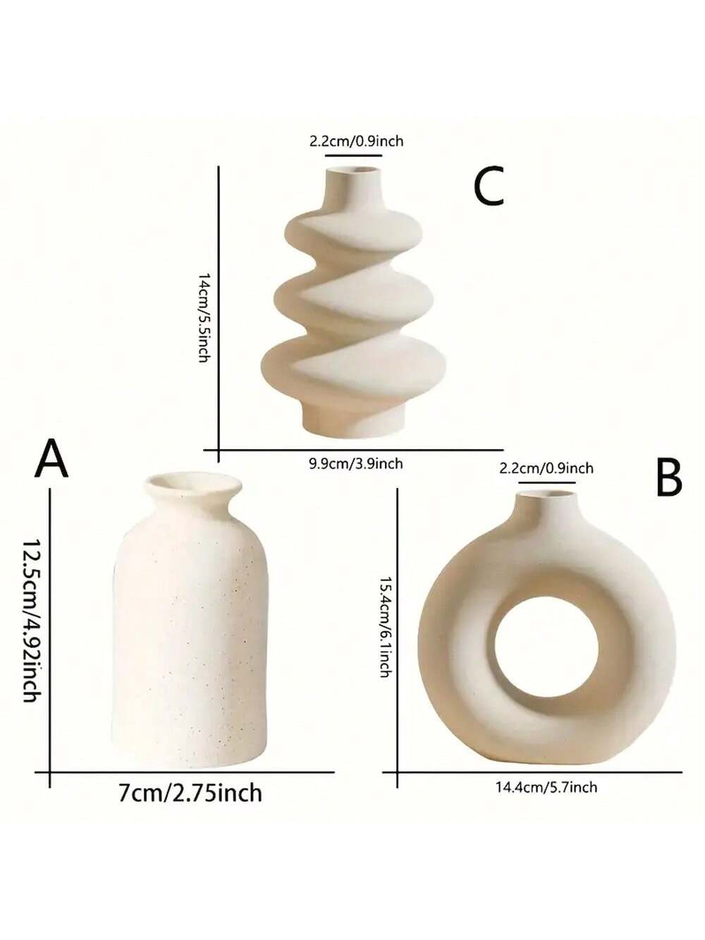 Bohemian Ceramic Flower Vase Set, Decorative Vases for Dried Flowers & Fresh Flowers, Modern Scandinavian Style, Wedding Gift Idea
