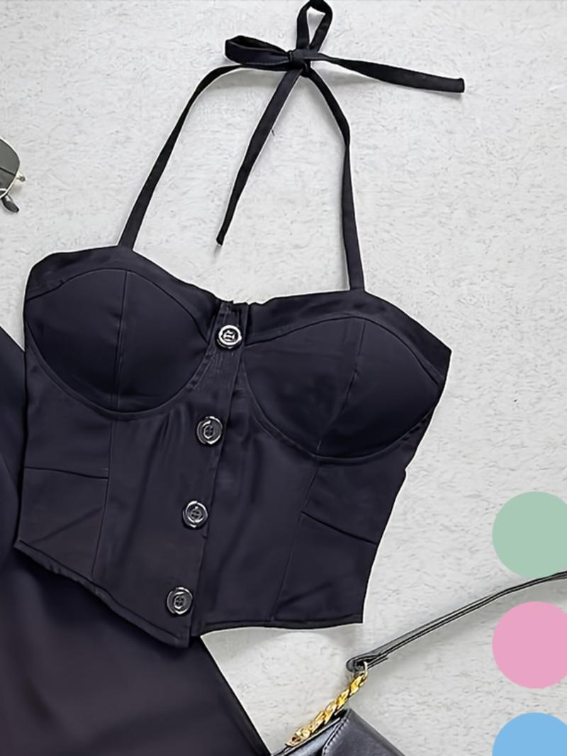 Spring Summer New Women's Fashion Solid Color Two-Piece Set Vest Long Pants, Casual Stylish, Perfect for Daily Wear