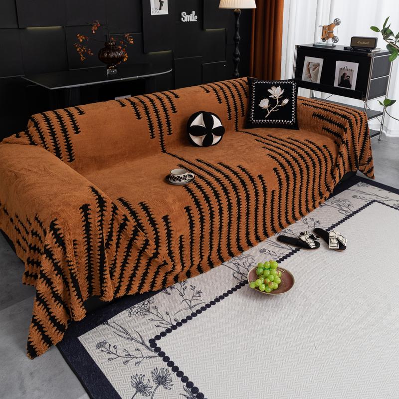 Geometric Stripe Sofa Soft Warm Throw, Modern Minimalist Style, All-Season Comfort, Pet-Friendly Washable, Multiple Colors & Sizes Available