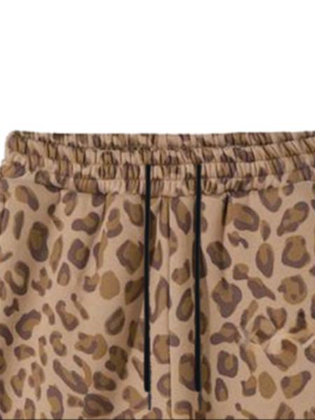 Men's & Women's Camo Leopard Print Fleece Sweatpants, Loose-Fit Casual Pants, Fall Winter Thick Knit Joggers, Baggy Jogging Pants, Elastic Waist