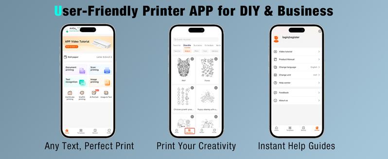 Portable Printer Wireless for Travel, Inkless Thermal Printer Supports 8.5 x 11 Inch Thermal Paper, Bluetooth Compatible with iOS, Android, Laptop Includes 2 Rolls & 10 Sheets of Paper Kit