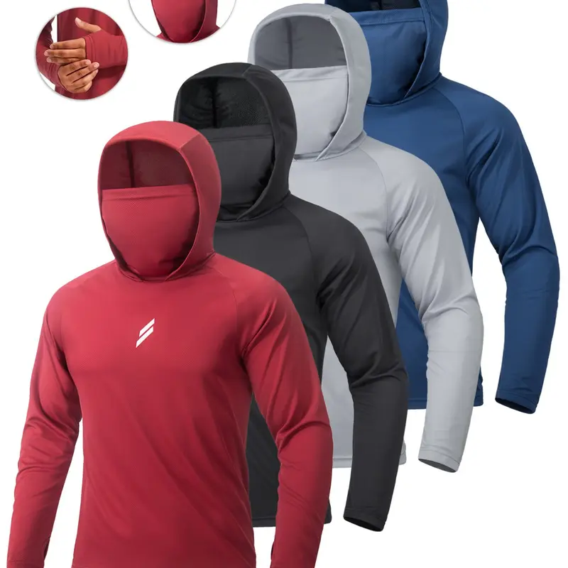 Men's Sun Protection Hoodie Set,FishingHoodiewithMask,Casual Breathable Fishing Jacket,Quick Dry Sportswear with Face Cover, SunProtectionFishingGear,Outdoor Adventure Clothing, Active Athletic Hoodie, Fishing Hoody, Athletic Hoodies, Dry Fit Active