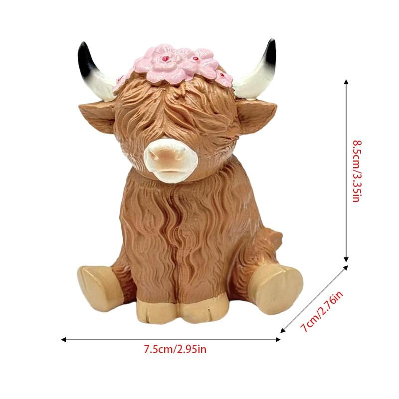 Collectible Figurines Mini Creative Resin Animal Statues, Highland Cow Ornament, Festival Decor, Movie Souvenir, Best Holiday Gift