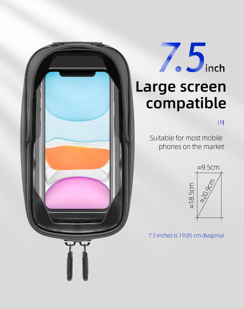 ROCKBROS Bike Phone Front Frame Bag Top Tube Bike Bag Bicycle Handlebar Bag Cell Phone Holder Mount Bag Cycling Accessories Storage Pouch for Phone 15 16  Pro  Max  Below 7.2”