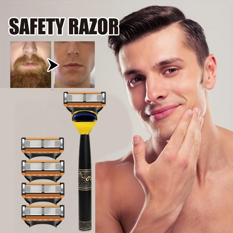Men's Manual Shaving Razor Set, 1 Handle with 8-32 Replacement Blades, Six Layer Stainless Steel Safety Razor, Shaving Tool