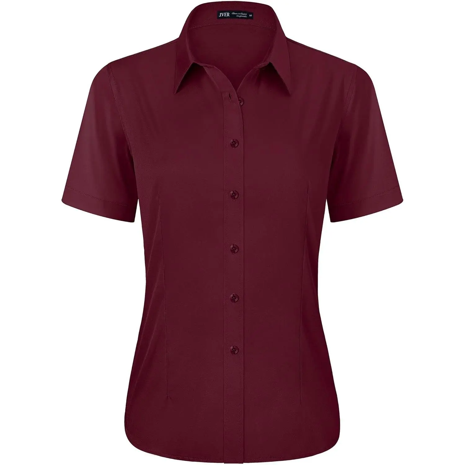 Womens Button Down Shirts Stretch Wrinkle Free Formal Short Sleeve Dress Shirt Summer Work Blouses Business Casual Tops