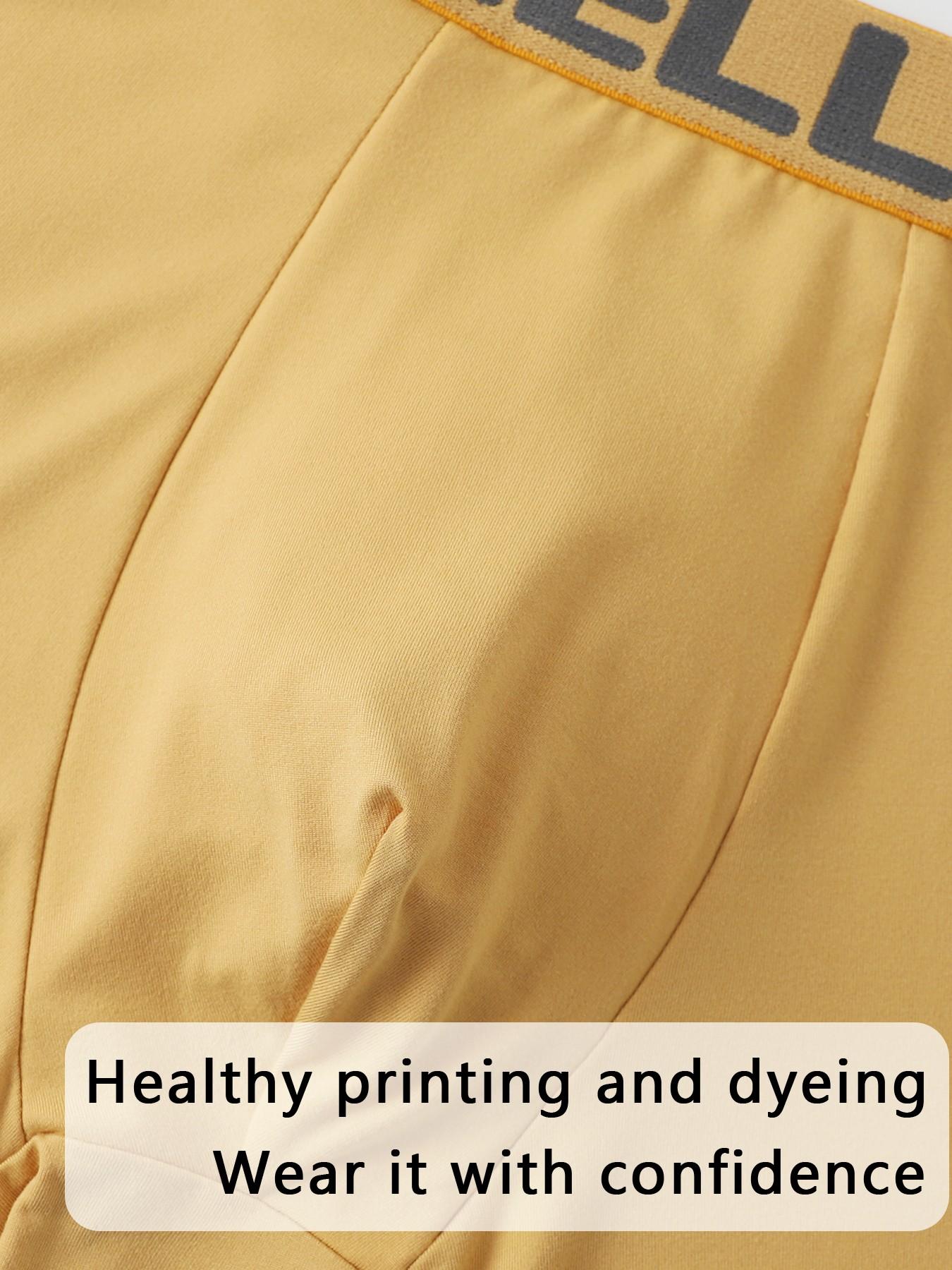 6-Pack Multi-Color Solid Men’s Polyester Boxer Briefs with Letter Waist, Stretchy Breathable Underwear for Daily Workout Comfort