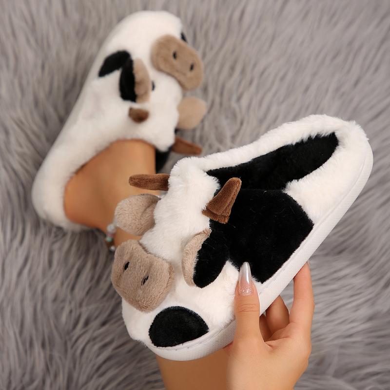 Cartoon Slippers Cute Cow Animal Shape Slippers Thick Sole Soft Indoor Outdoor Slippers for Women Men