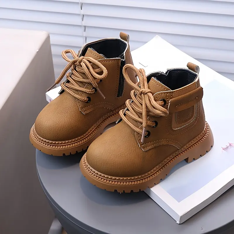 Boys & Girls Side Zipper Kids Boots, Comfortable Soft-Soled Versatile Casual Children Footwear, Easy On And Off Toddler Boots, Ideal For Daily Outdoor Walking, Family Outings And All Season Casual Outfits For Little Kids