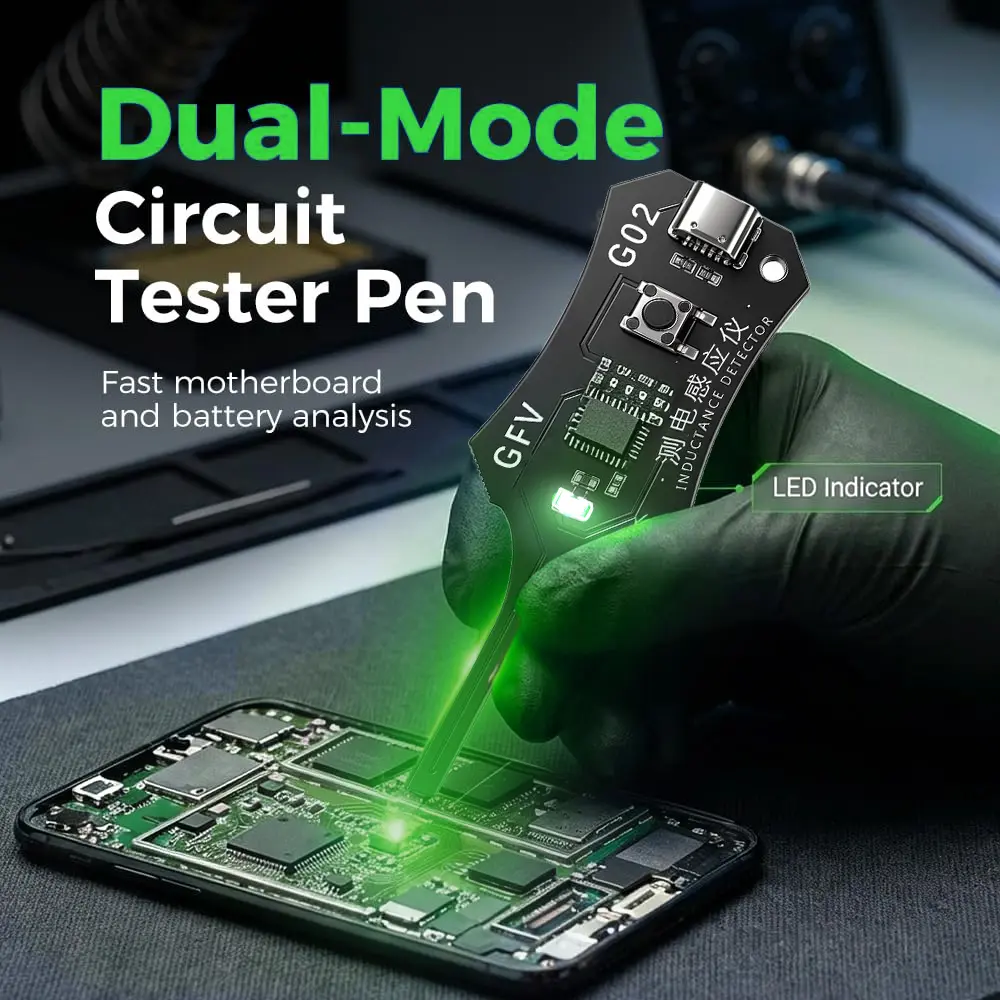 2-Pack Black Type-C Interface OSS Electromagnetic Induction Measuring Instrument, Coil & PCB Board Detector for Mobile Component Repair & Fault Detection