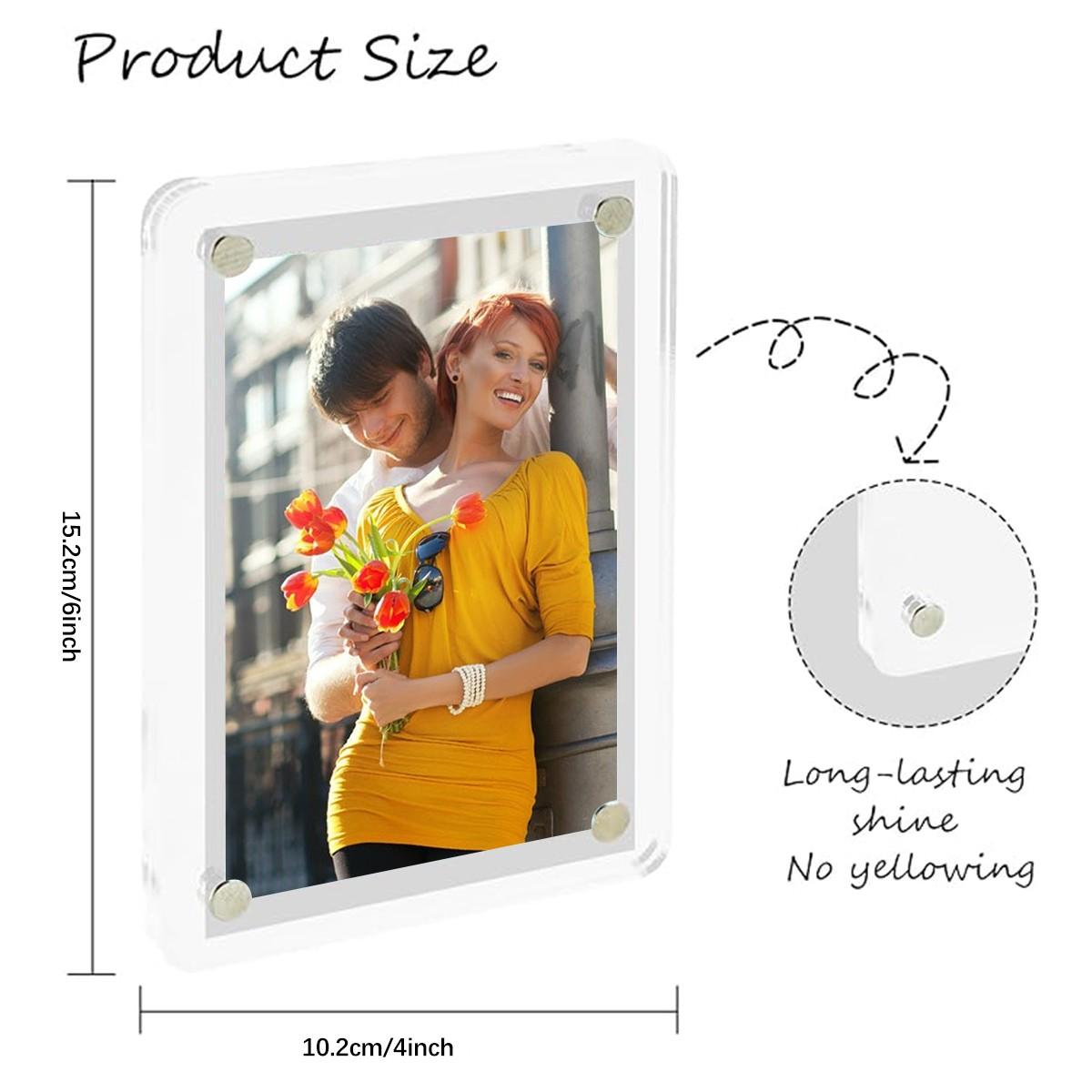 Magnetic Acrylic Photo Frame in Transparent Rectangle Style, Versatile Sizes for Family Warmth and Memories
