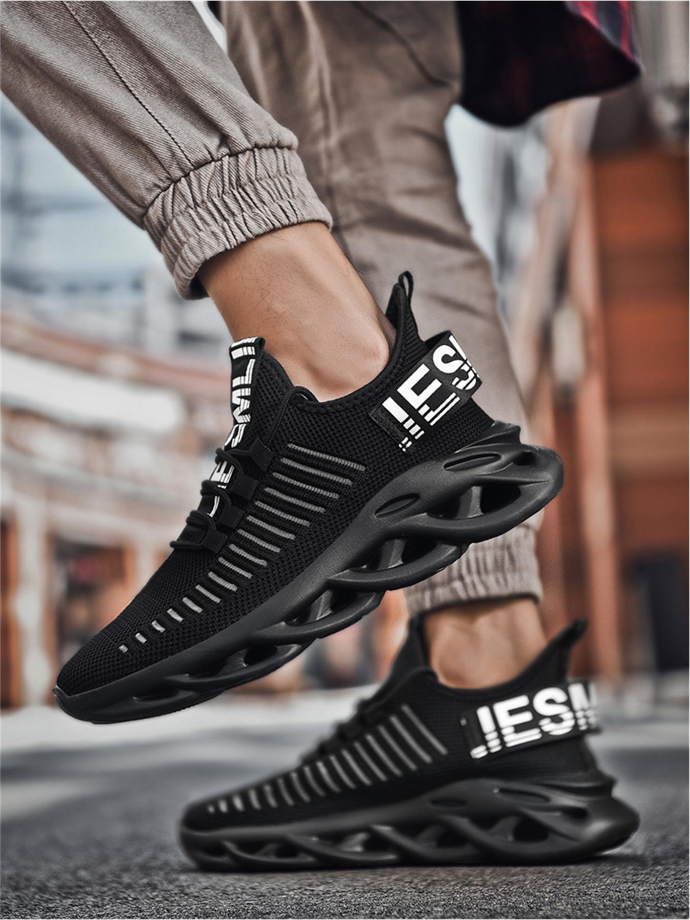 Men's Letter Strap Trend Shoes: Unique Blade-Sole, Daily/Running Dual-Use Casual Shoes