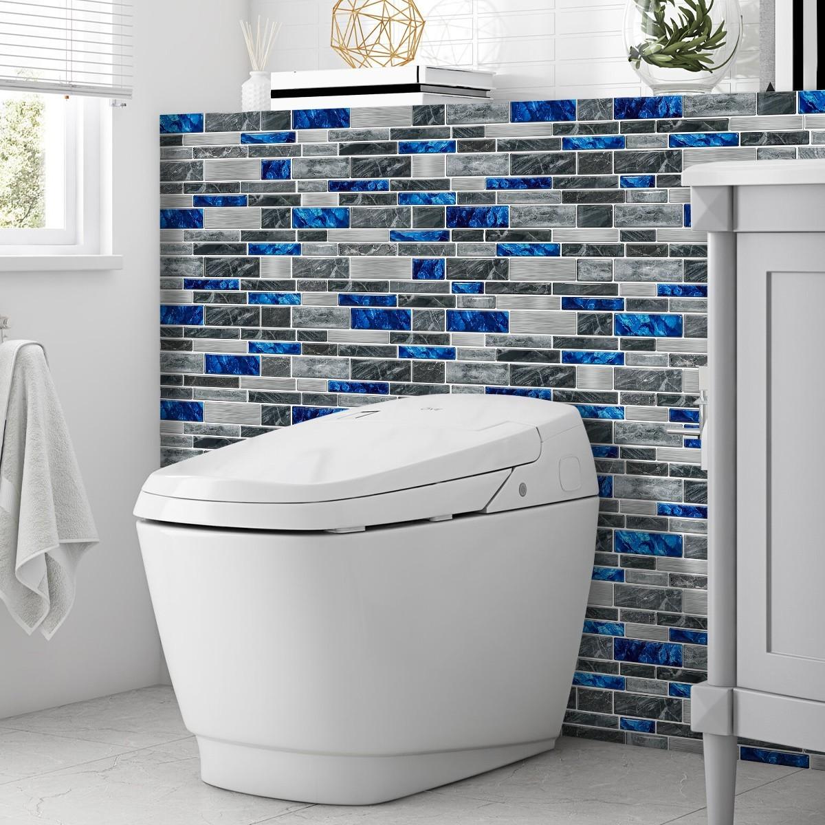 Simulation Marble Splicing Models Tile Wall Stickers, Self-Adhesive Waterproof Wallpaper, Bathroom & Kitchen Wall Decoration