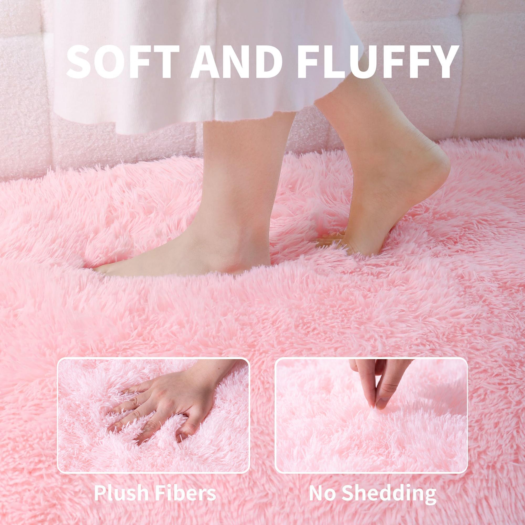 【Back to School】Ultra Soft Pink Shaggy Area Rug, Fluffy Cloud-Like Plush Carpet for Bedroom Living Room, Non-Slip Indoor Floor Rug for Girls Room Dorm Apartment, Cozy Aesthetic Home Decor Essentials, Multi-Size