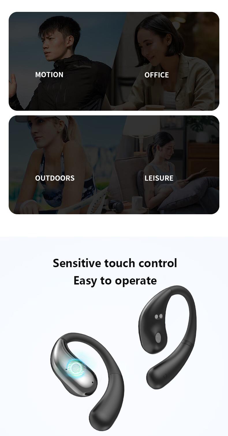 MINISO X69 OWS Wireless Headphones Open Ear Earbuds Bluetooth 5.4,Earphones HiFi Sound Headset with Charging Case Audio Electronic