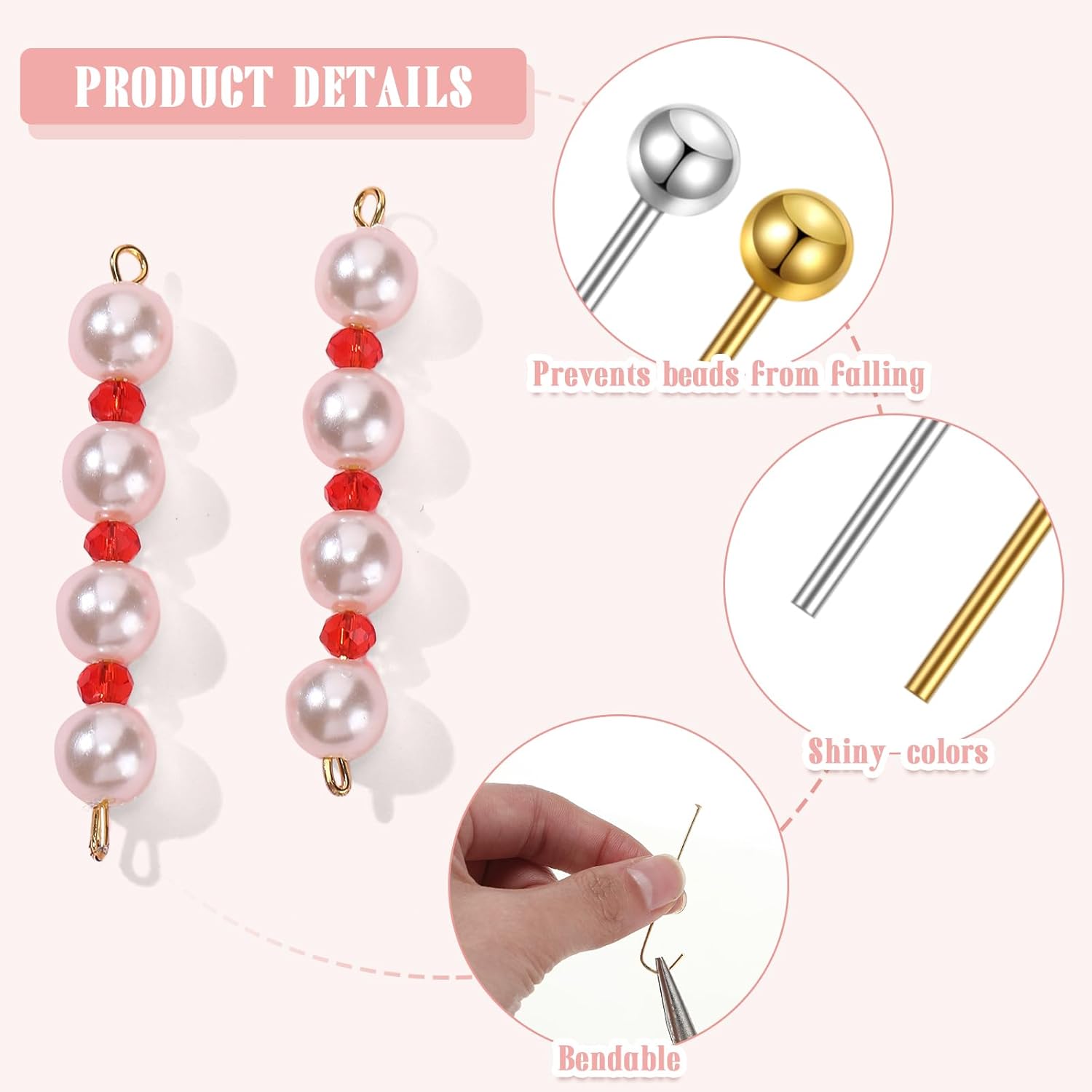 600 Pcs Eye Pins for Jewelry Making 50 mm DIY Ball Flat Head Pins with Plastic Box for Craft Earring Bracelet Necklace Pendant(2 Inch,Assorted Color) 600 Pcs Eye Pins for Jewelry Making 50 mm DIY Ball Flat Head Pins with Plastic Box for Craft Earring Bracelet Necklace Pendant(2 Inch,Assorted Color)