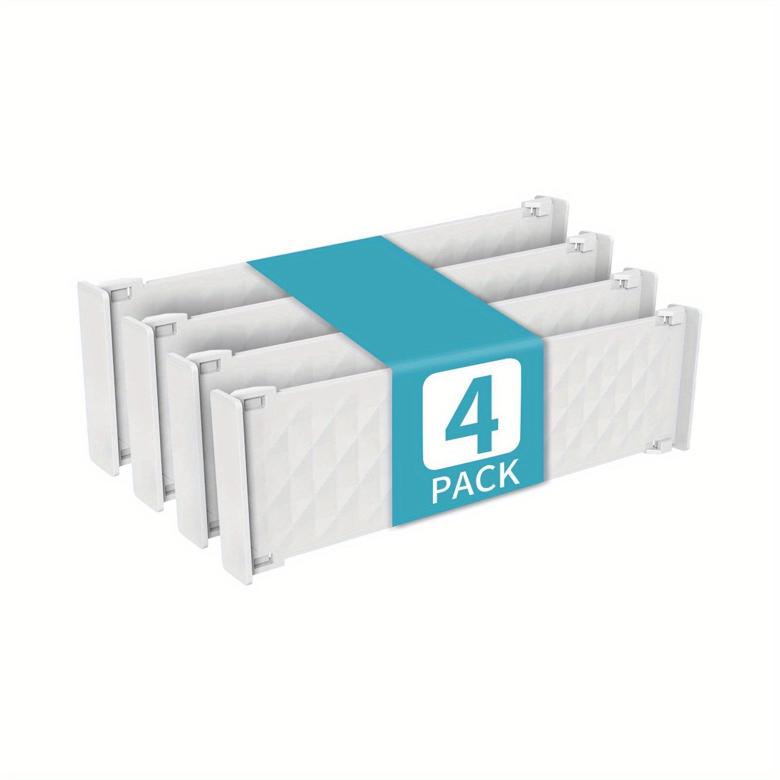 4set Expandable Drawer Dividers, Adjustable Drawer Separators for Closet Kitchen, Plastic Drawer Organizer, Space-Saving Storage Solution