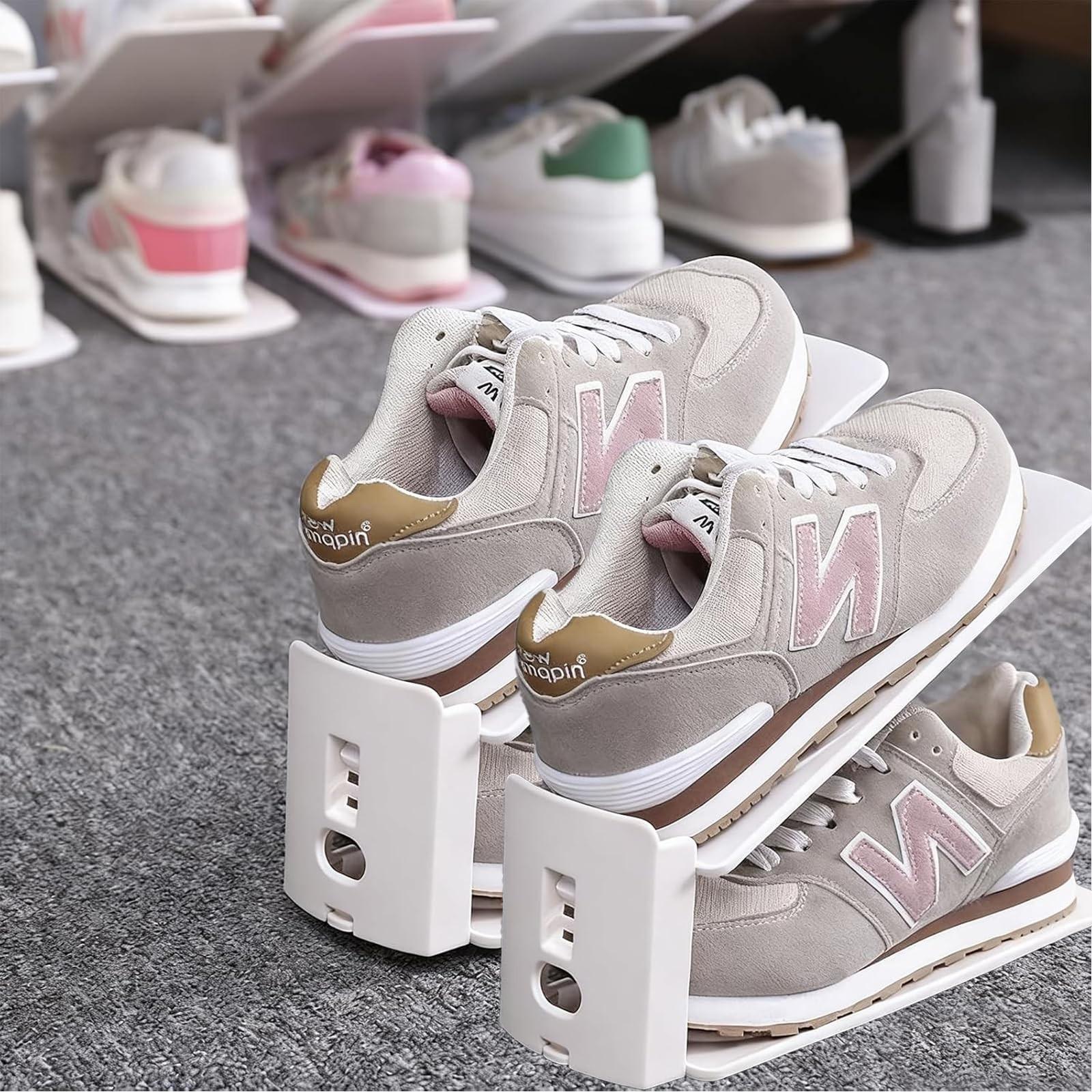 Double Layer Adjustable Shoe Rack Organizer, Space Saving Home Storage Solution, Multi-Layer Shelving Unit for Closet Organization