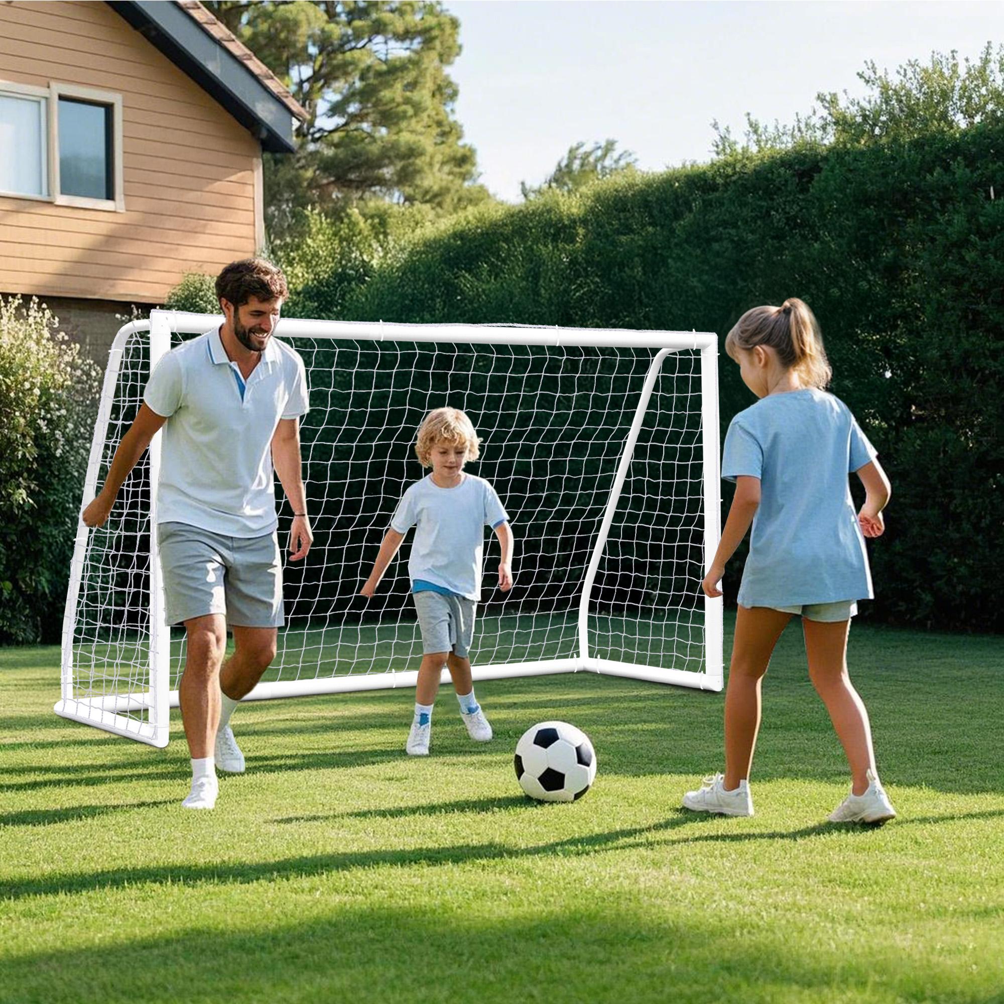 ZENY 8/10/12ft Soccer Goal Net PVC Frame Soccer Net Portable for Adult Kids Home Outdoor Soccer Training W/Carry Bag