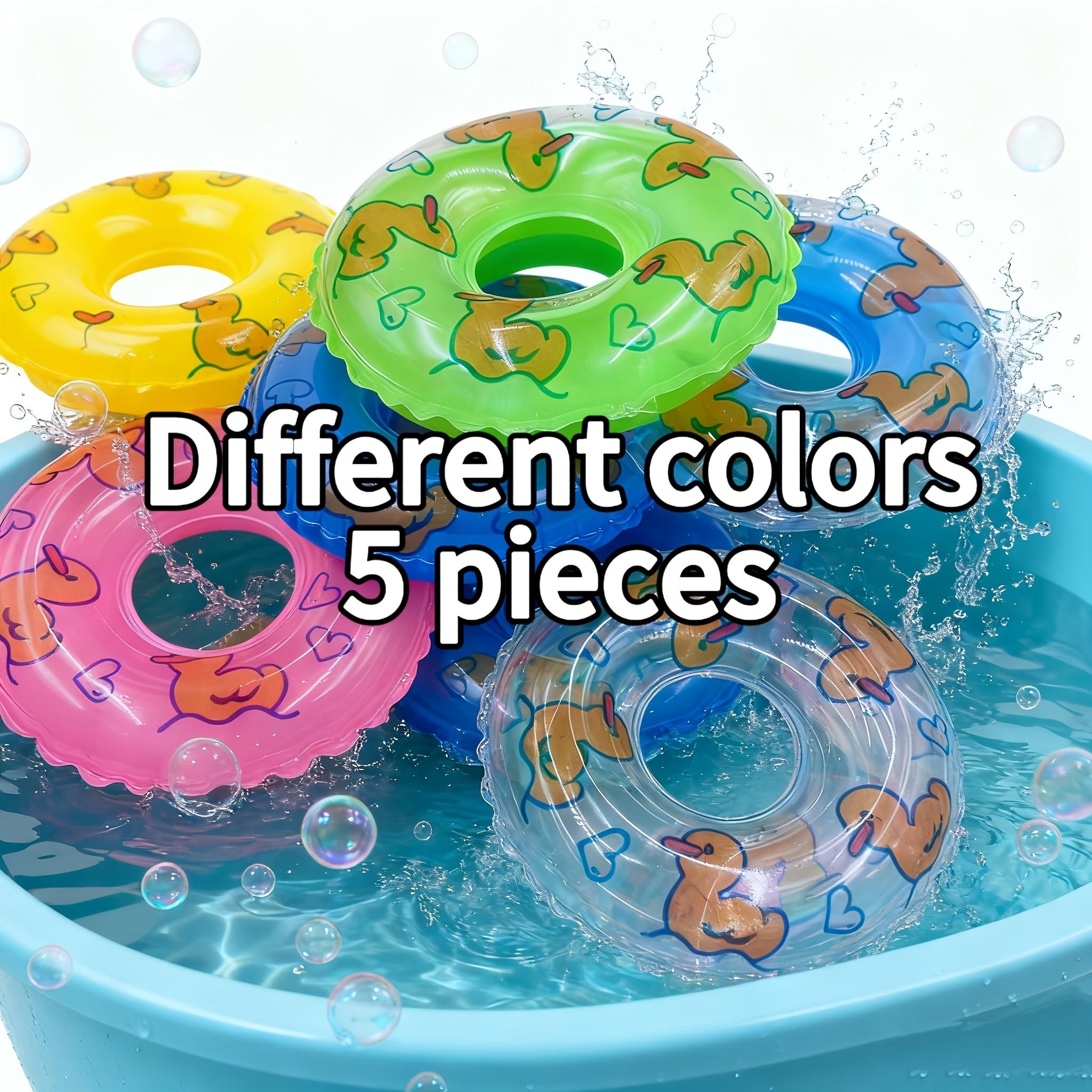 Multi-Pack Inflatable Mini Swimming Rings, Small Pet Bath Toys, Duck Pattern Floating Swim Circle, Indoor Aquarium Decor, Fish Tank Accessories