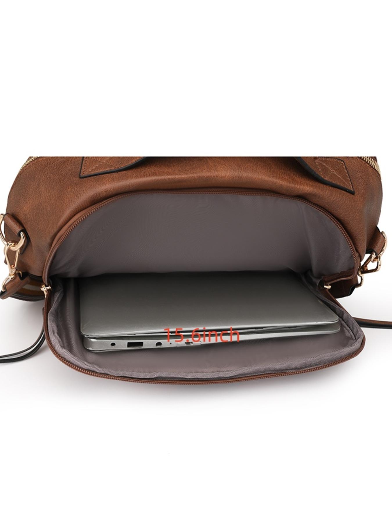 New Fashion Women's Backpack, Soft Leather Texture, Large Capacity, 15.6 Inch Laptop Bag, Casual Style, All Seasons, Durable PU Material