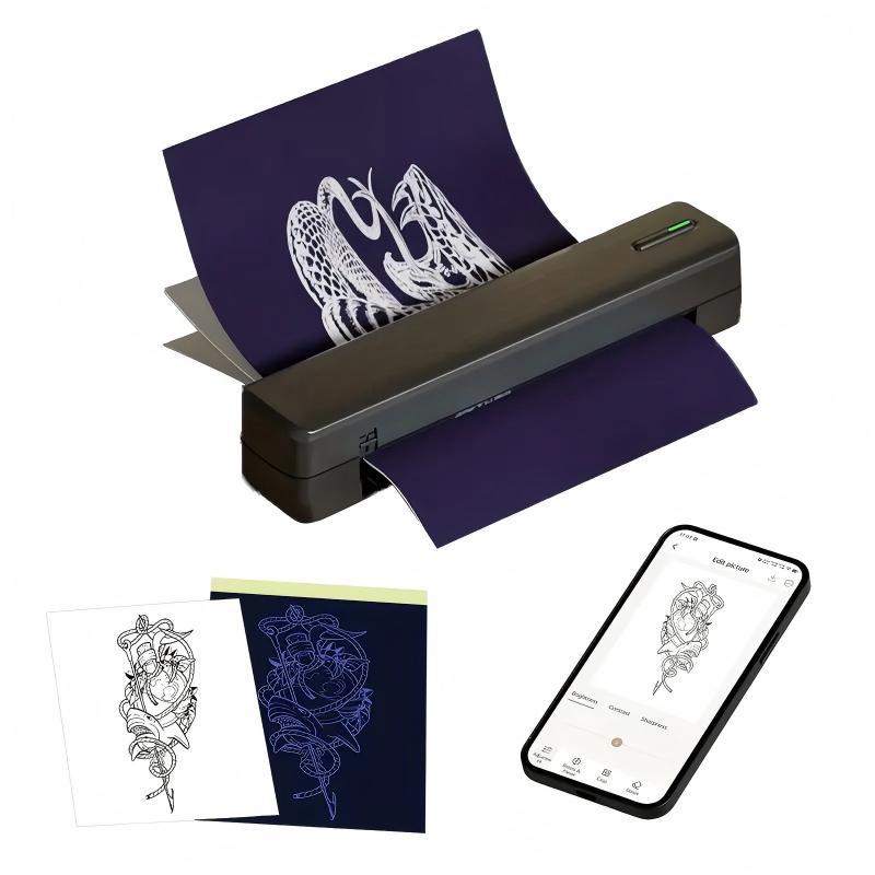 Tattoo Template Printer Thermal Printer DIY Tattoo, Wireless Mini Tattoo Transfer Printer, Compatible With Smartphones And IOS, Comes With 5 A4 Tattoo Papers, 5 Printing Papers, Perfect Holiday Gift