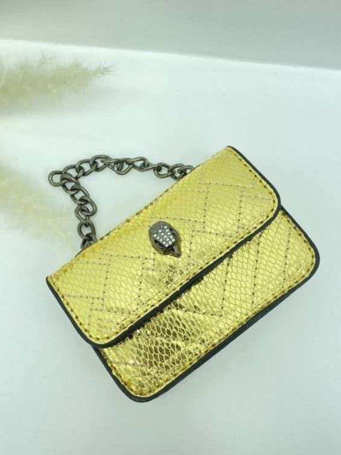 Women's Mini Chain Crossbody Bag, Plain PU Material, Casual Style, All-Season Fashion Accessory, Trendy Light Luxury Design