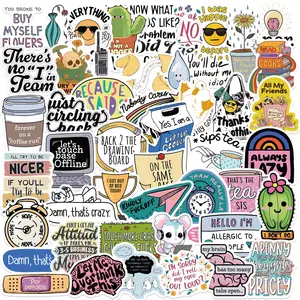 50 pcs Sarcastic Funny Language Graffiti Stickers DIY Decoration for Safety Helmets, Phone Cases, Notebooks, Water Bottles, Skateboards Waterproof Stickers