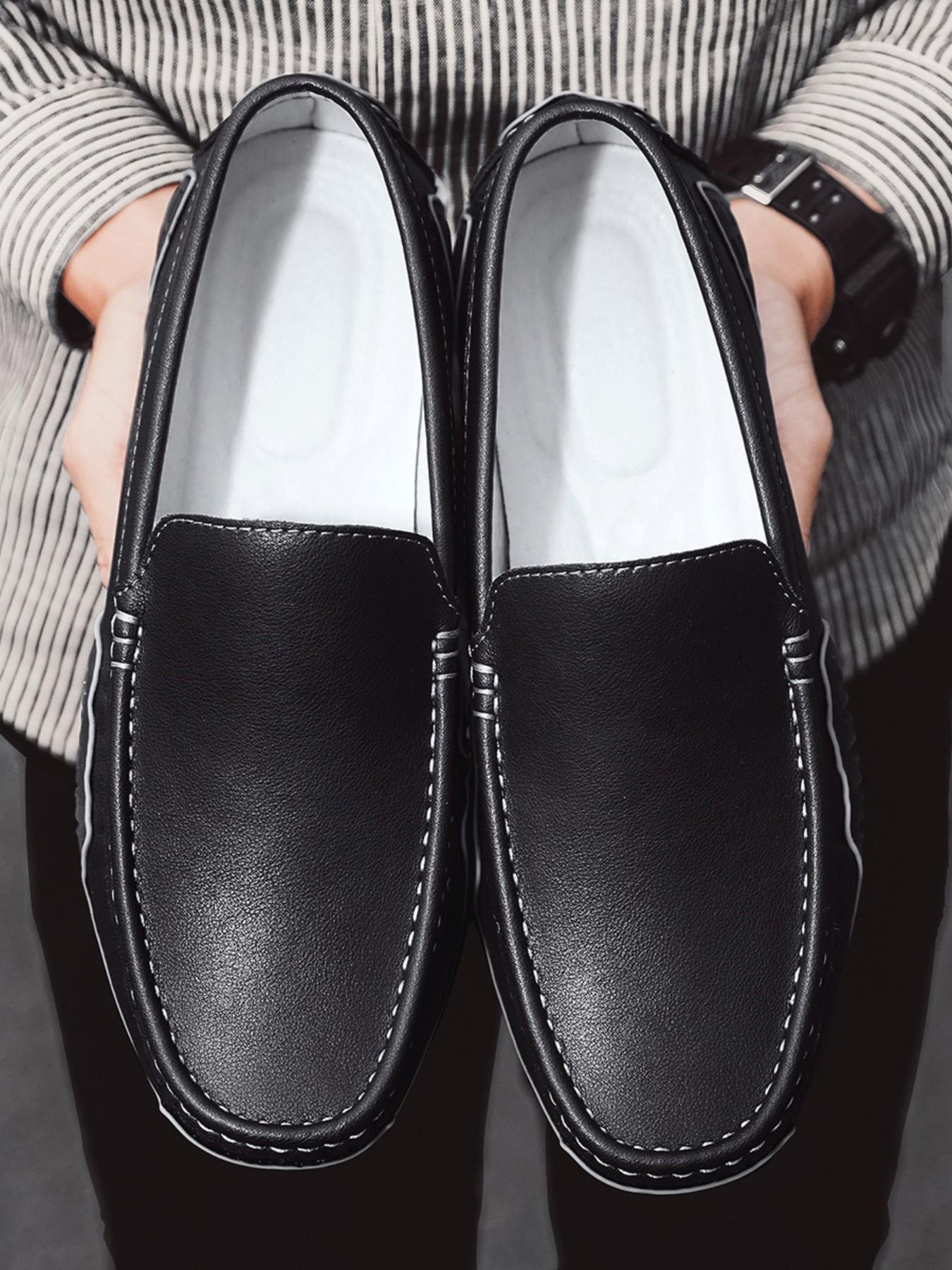 Men's Loafers, High-Quality Leather Upper, Flat Slip-On Men's Shoes, Fashion Casual Walking Shoes, Perfect for Weddings and Parties, Fashionable Loafers