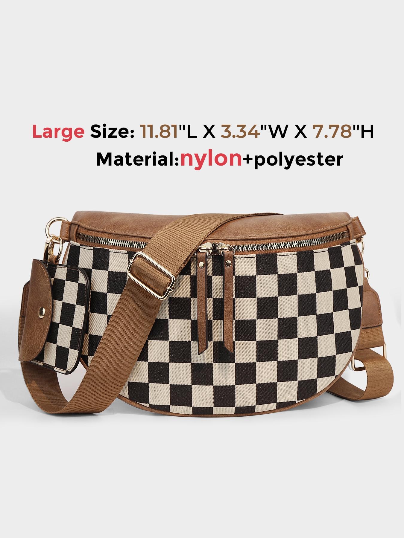 Women's Checked Pattern Crossbody Bag & Coin Puse, Fashionable PU Leather Bag Set, Casual Trendy Versatile High-quality Daily Commuting Bag