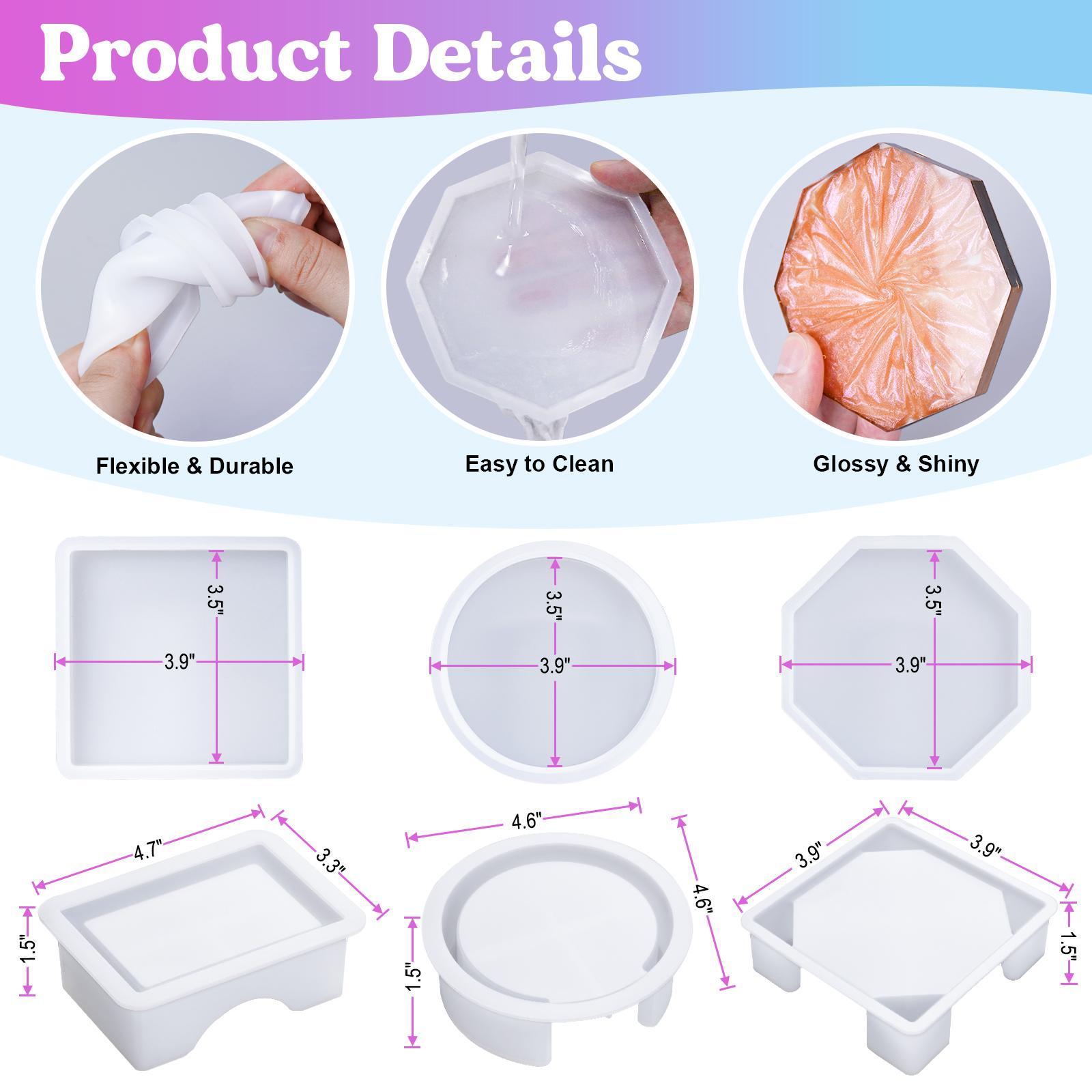 18 Count Coaster Resin Molds Silicone with Round Square Octagon Shape Holder Molds for Epoxy Resin, DIY Art Craft Cup Mats LET'S RESIN 18 Count Coaster Resin Molds Silicone with Round Square Octagon Shape Holder Molds for Epoxy Resin, DIY Art Craft Cup Mats LET'S RESIN