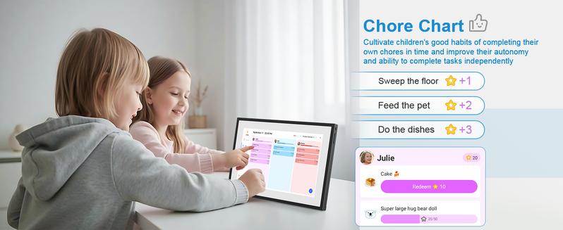10.1 Inch Digital Calendar+Digital Picture Frame, 2025-2026 Desk Calendar Smart WiFi Planner&Chore Chart, IPS HD Interactive Touchscreen Display For Family Schedules