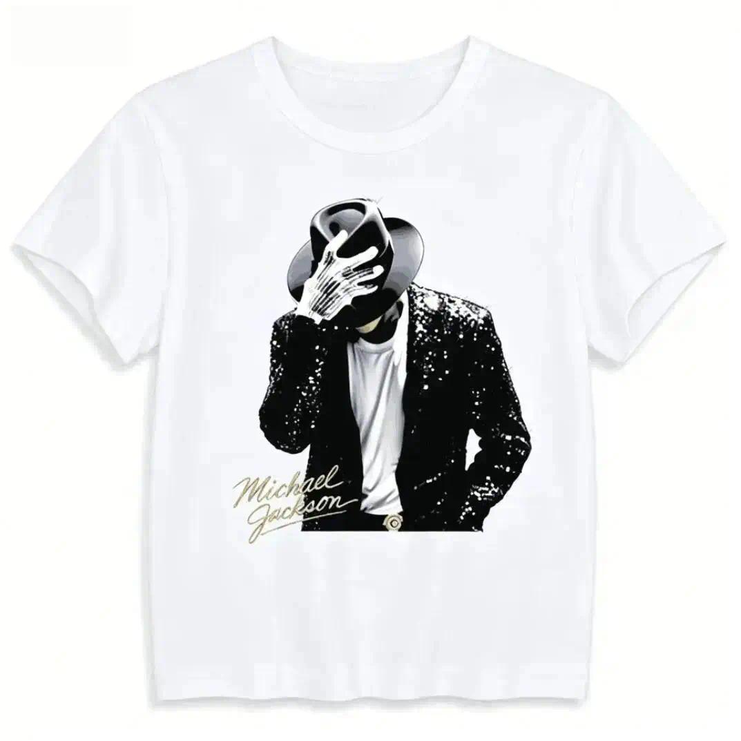 Kids Michael Jackson Print Compression Top - Pure Cotton, Breathable, Loose Fit Sports Tee for Boys & Girls, Soft Casual Outdoor Workout/Summer Daily Gift (Sports & Outdoor Clothing), Michael Print