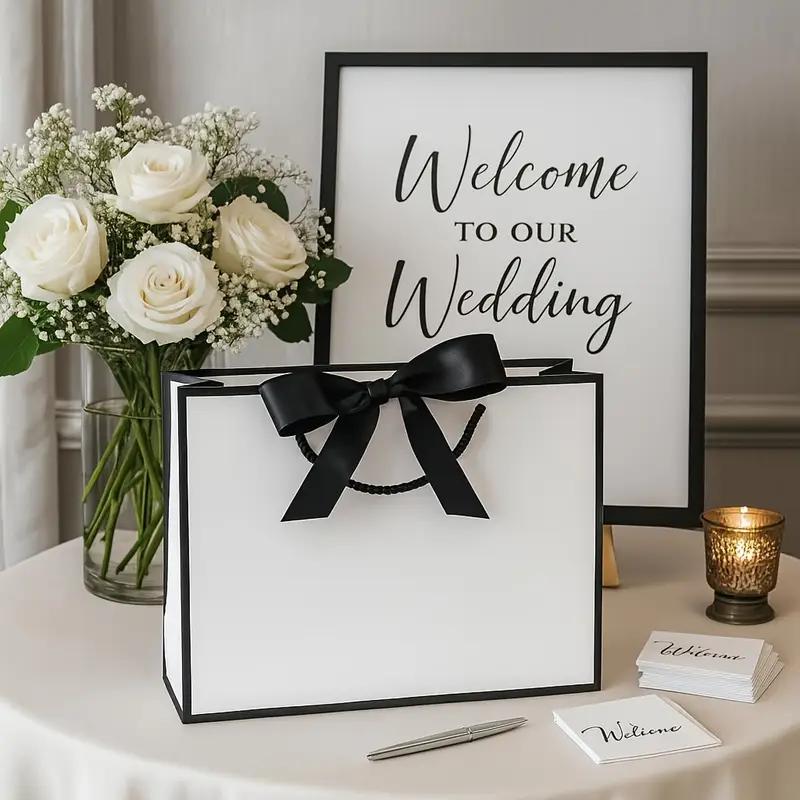 10-Pack Premium & Gift Bags, Satin Ribbon Bows, Multiple Sizes, Sturdy Handles, Perfect for Weddings, Birthdays, Parties