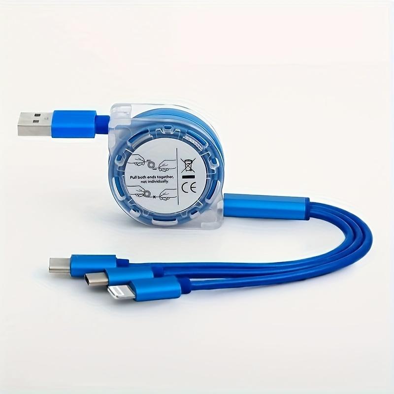 Expandable Multi-Function Fast Charging Cable, Three-In-One Charger with Lightning/micro/Type-C Ports, Compatible with iPhone/iPad/samsung/ps/tablet