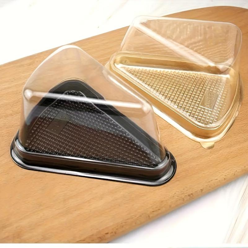 50pcs, Clear Cake Slice Containers, Cake Boxes, Premium Cake Box, Disposable Plastic Cheesecake Containers With Lids, Birthday Party Favor, Wedding Party Gifts, Baking Tools, Kitchen Accessories, For Restaurant Commercial Eid Al-Adha Mubarak