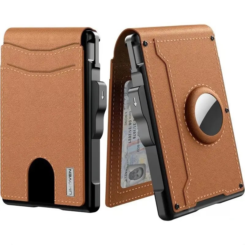 Men's Carbon Fiber Airtag Wallet| RFID Blocking Large Capacity Card Holder with Flip Cover & Metal Card Case – Smart Tracker Wallet for Cash & 10+ Cards