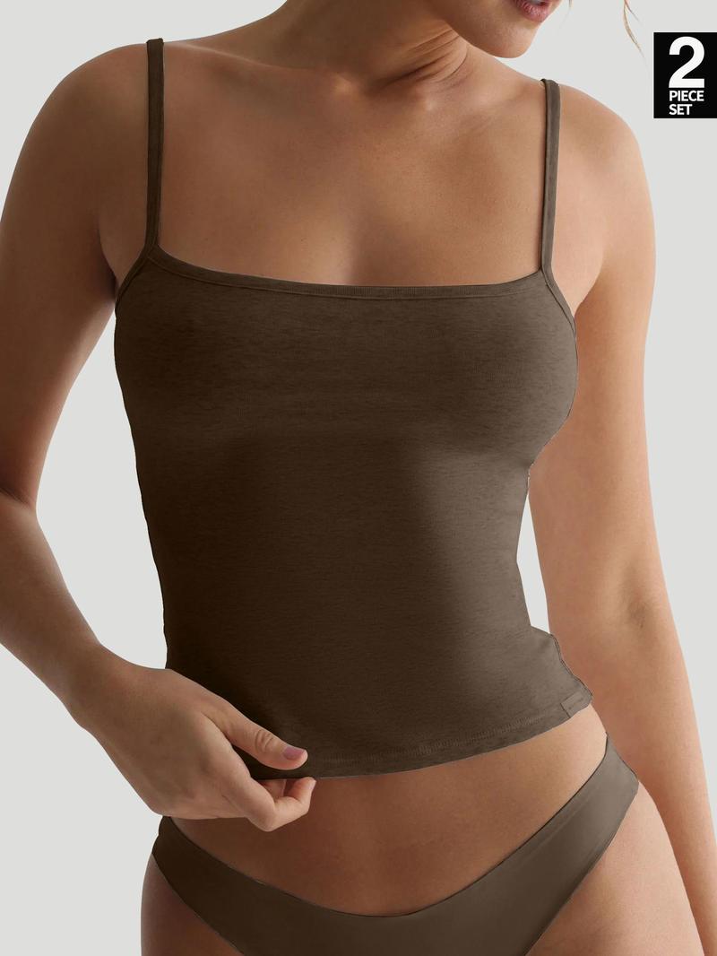 Women's Fall 2-Piece Set, Athleisure Wear Set, Sleeveless Top & Wide-Leg Pants, Casual Comfortable Sportswear with Pockets, All Seasons Fitted