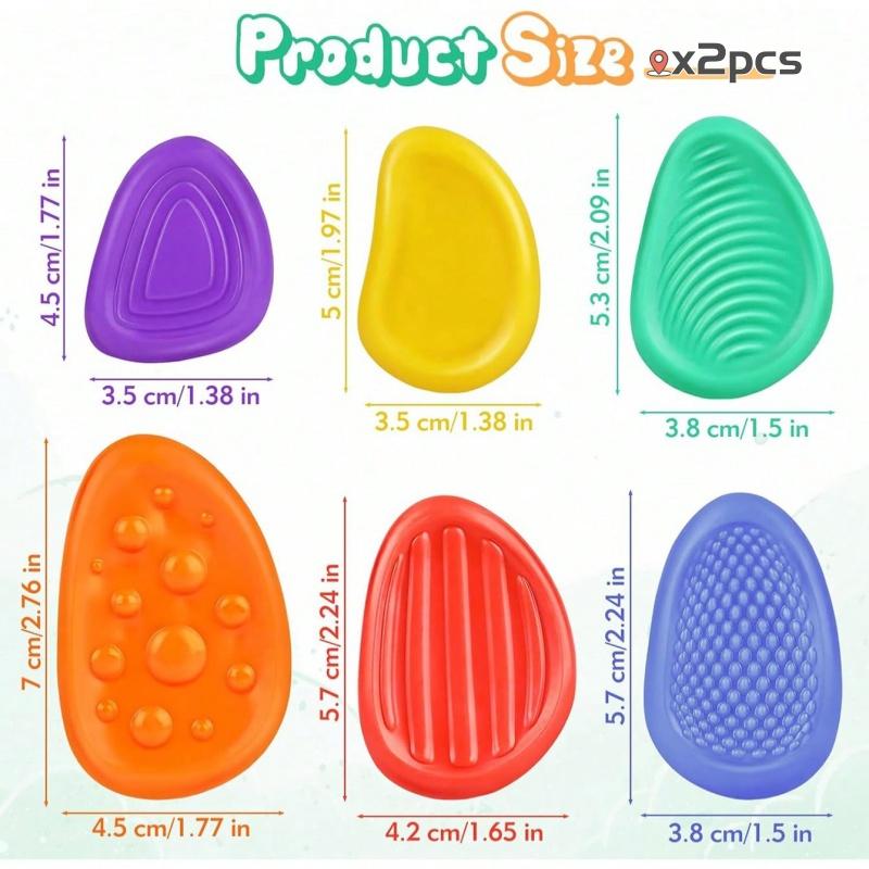 6/12 Sensory Stones, Silicone Texture Stress Relief Rocks, Soft Portable Anxiety Relief Toys for Autism Adhd, Easter Basket Filler