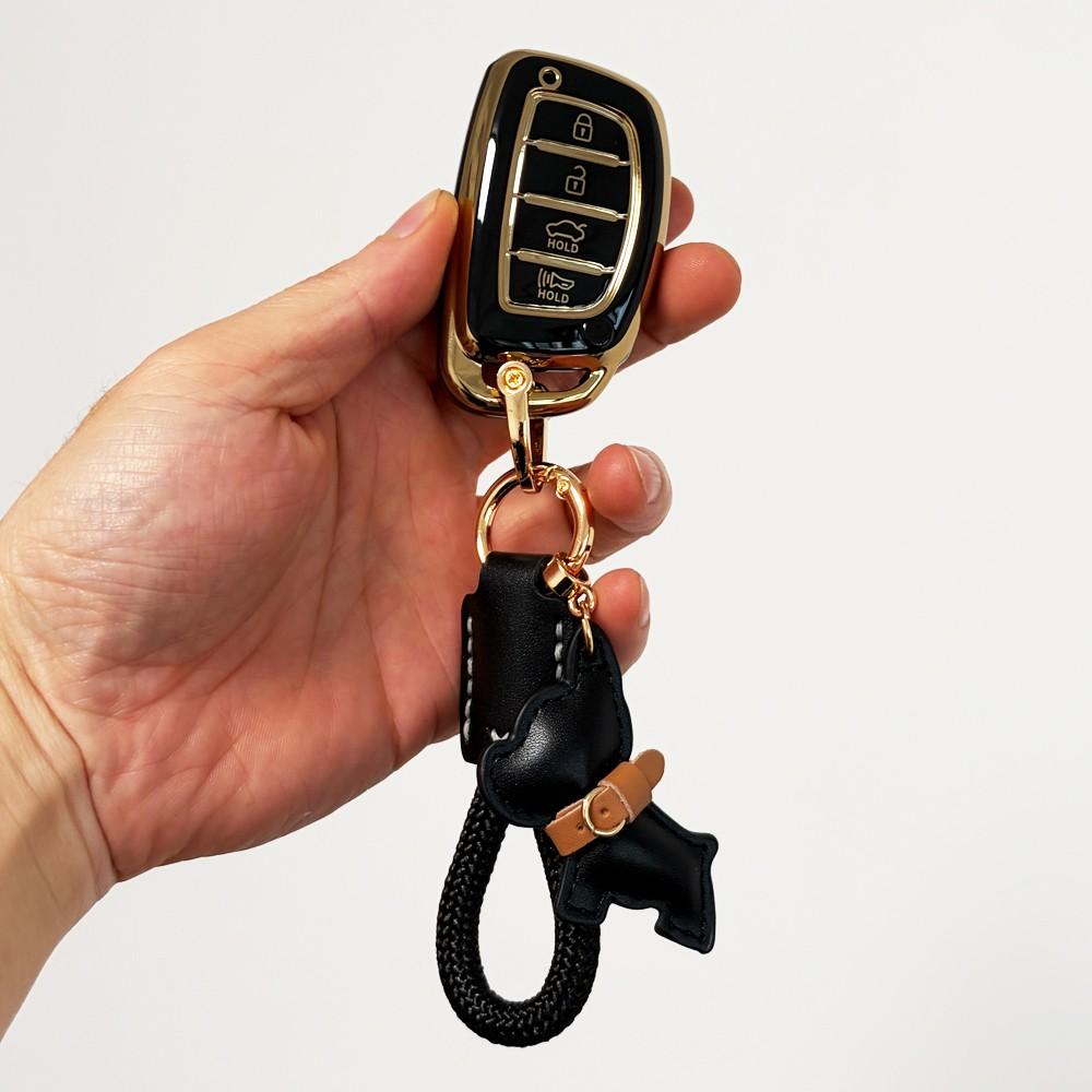 for Hyundai Car Key Cover, Soft Durable Tpu Material, Includes Keychain, Fits Hyundai 2018-2013 Sonata Tucson Elantra, 4 Buttons