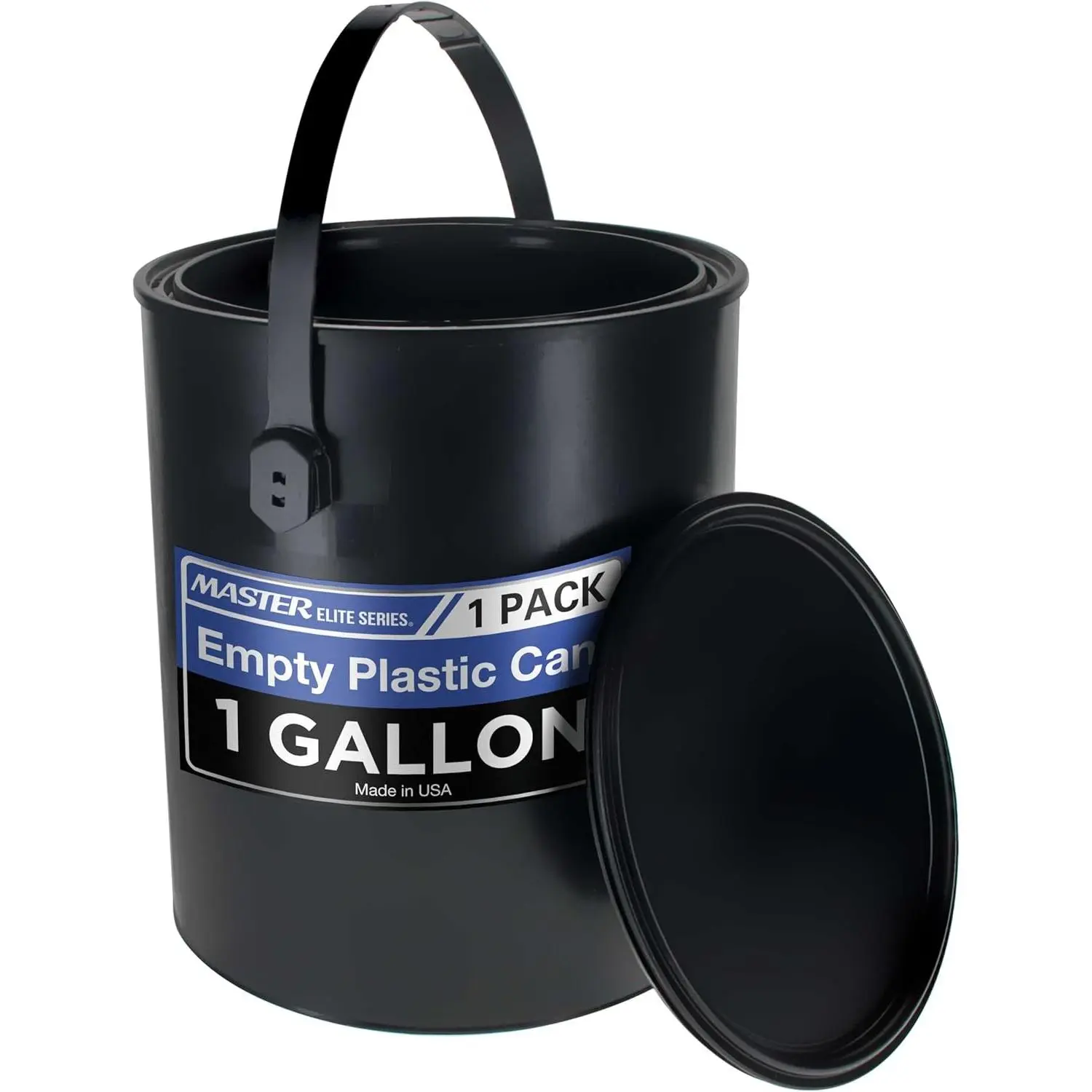 1 Gallon Empty Plastic Paint Can Bucket - Triple Lock Airtight Lid Seal, 128 fl. oz. All-Plastic Coating Storage Container With Pail Handle, Dent & Rust Proof, Odor & Chemical Resistant
