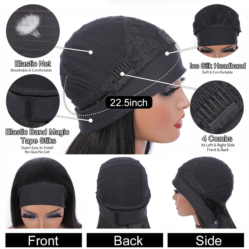 Bling Hair Headband Wig Real Hair Wave Wig 180% Density Remy Real Hair Wigs For Women Brazilian Ready To Wear Wig Headbands