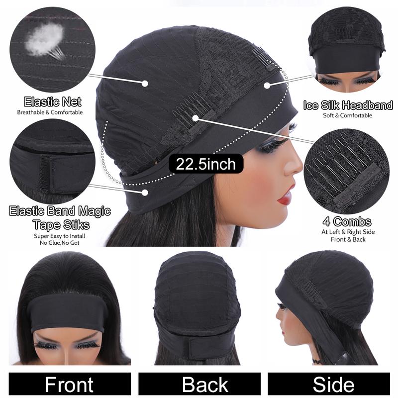 Bling Hair Headband Wig Real Hair Wave Wig 180% Density Remy Real Hair Wigs For Women Brazilian Ready To Wear Wig Headbands