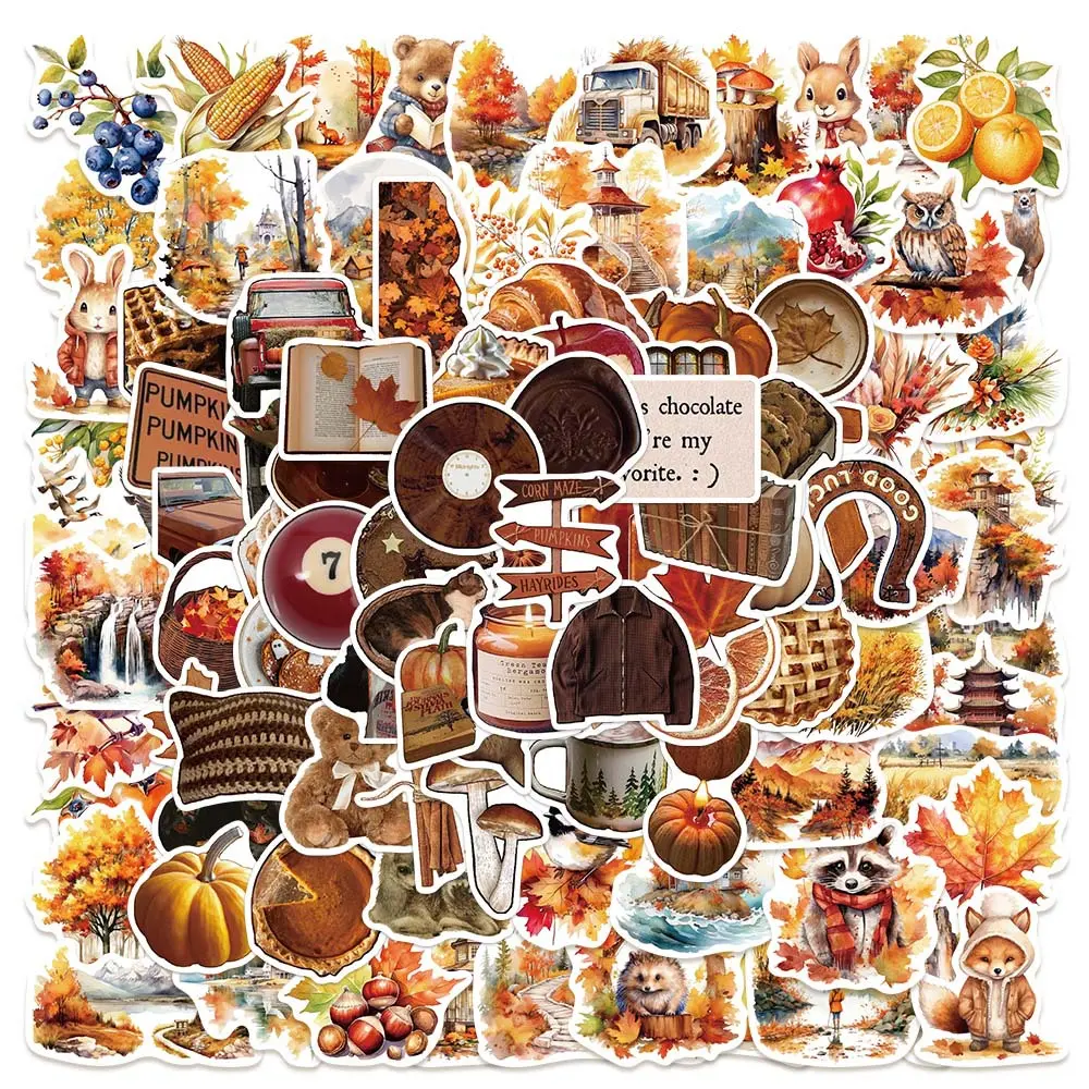 103Pcs Autumn Fall Stickers, Vintage Harvest Aesthetic Decals, Great Gift for Handcraft Lovers, Decor for Scrapbook, Journal, Planner, Card Making, Water Bottle, Luggage