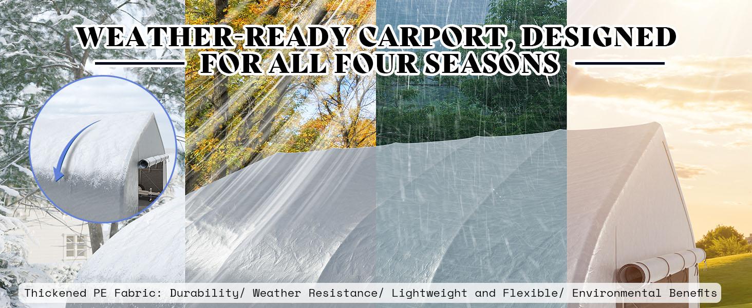 VanAcc 22.5 x 20 FT Heavy Duty Anti-Snow Carport with Spacious Galvanized Frame, Roll-Up Doors & Mesh Windows, Outdoor Canopy with Reinforced Ground Bars, for 2 Cars Side by Side, Silver Gray